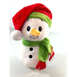 American Greetings Corp Christmas Snowman Plush Stuffed Animal Toy White/Red/Gre